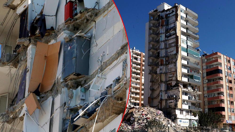 Ardahan Haberi: Şoke eden görüntü! Yarısı yıkılan binanın 11'inci katında buzdolabı asılı kaldı