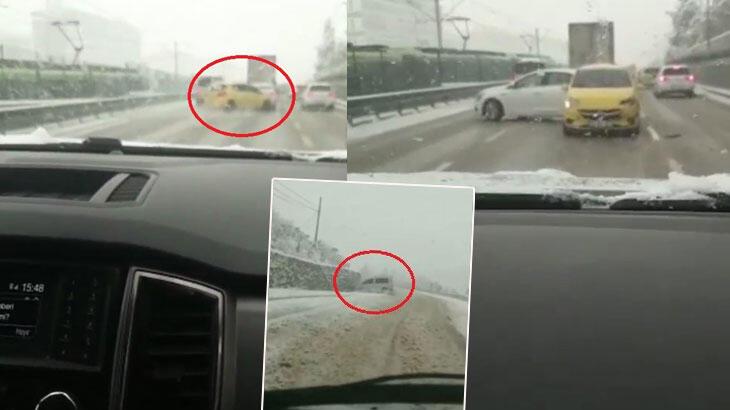 Bursa'da yollar buz pistine döndü, tedbirsiz sürücüler böyle kaza yaptı