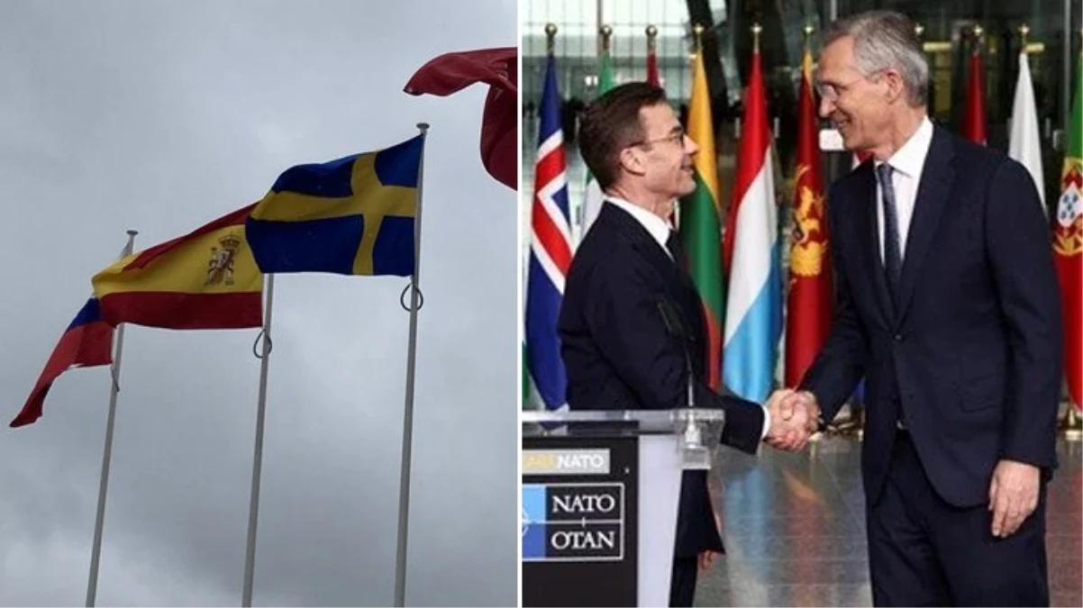 NATO'nun 32. üyesi olan İsveç'in bayrağı genel merkeze asıldı