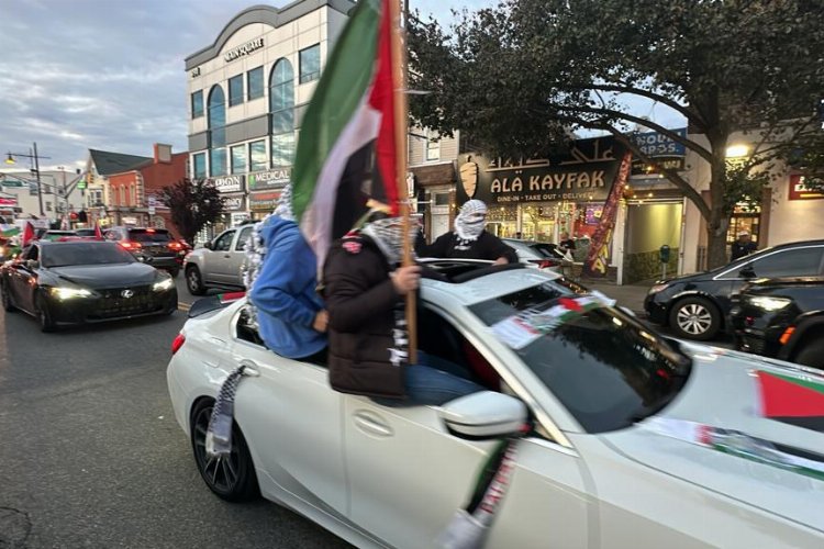 ABD'de Filistin'e destek protestosu... Konvoy oluşturuldu, şehirde tur atıldı!