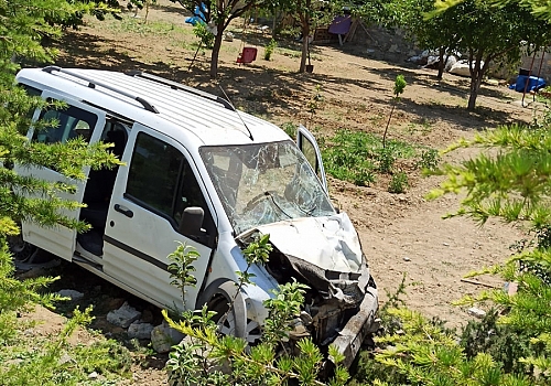 Malatya'da bahçeye devrilen hafif ticari aracın sürücüsü yaralandı