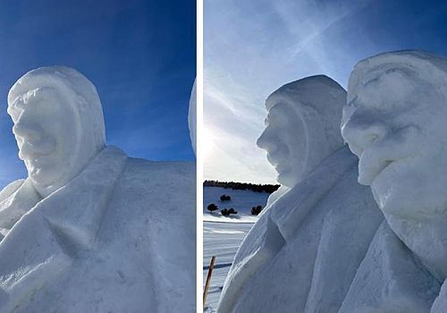 Sarıkamış Şehitleri'nin anısına kardan heykeller yapılmaya başlandı. İşte o kardan heykellerden kareler...