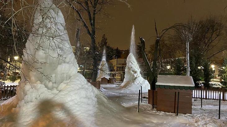Ankara'da hava sıcaklığı - 10 dereceye düştü! Kuğulu Park'ta sular buz tuttu