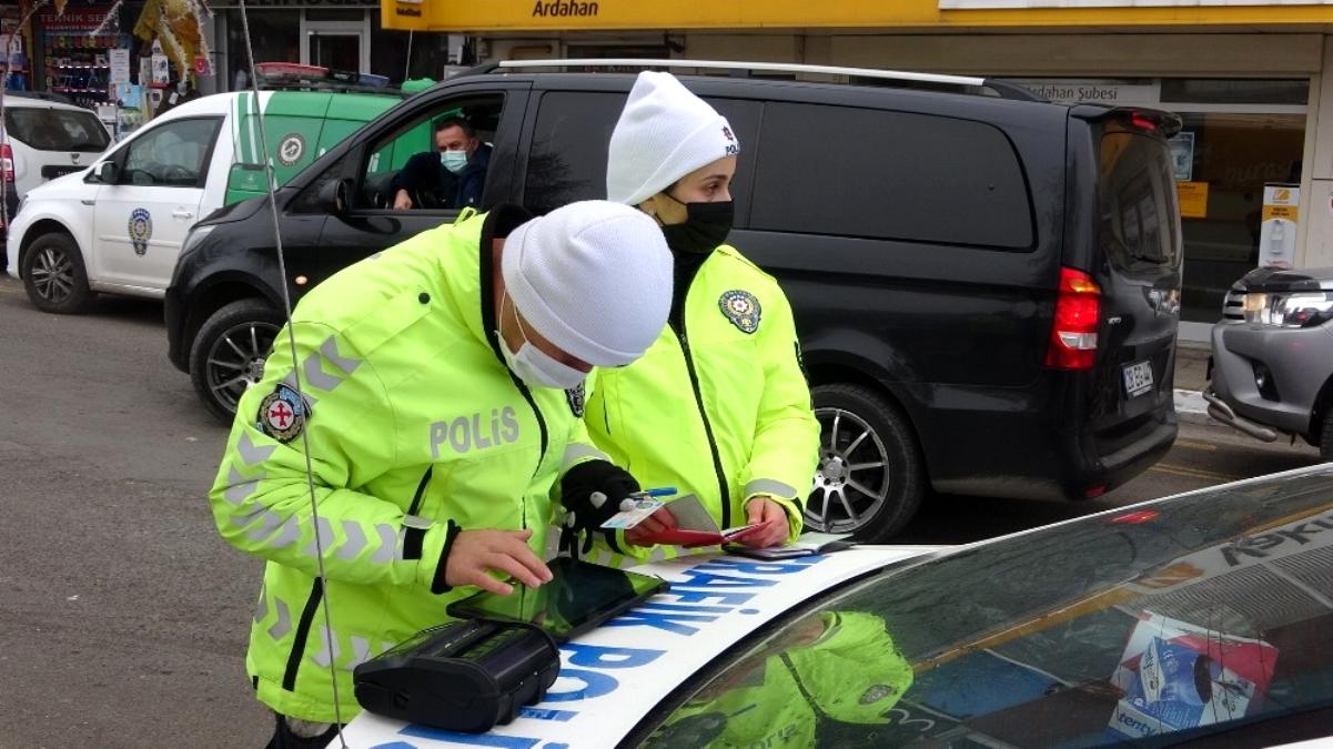 Ardahan da Polisten drone'lu trafik denetimi