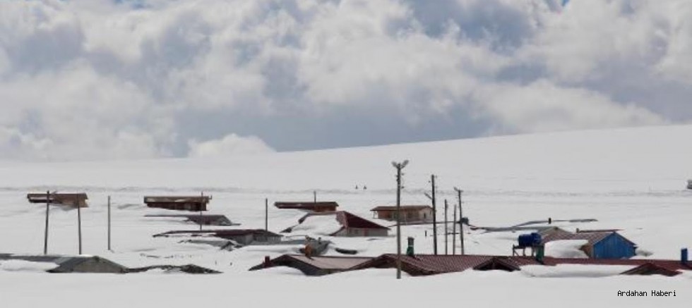 Ardahan Haberi: Bülbülan Yaylası'ndaki evlerin kara gömüldüğü görüldü
