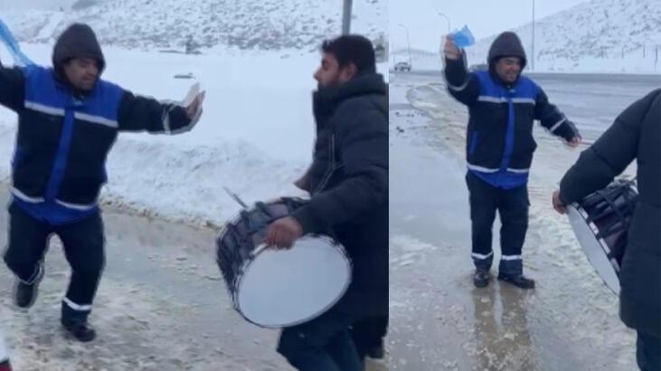 Ardahan Haberi: Kar yağışına sevindiler, davul zurna çalıp oynadılar!