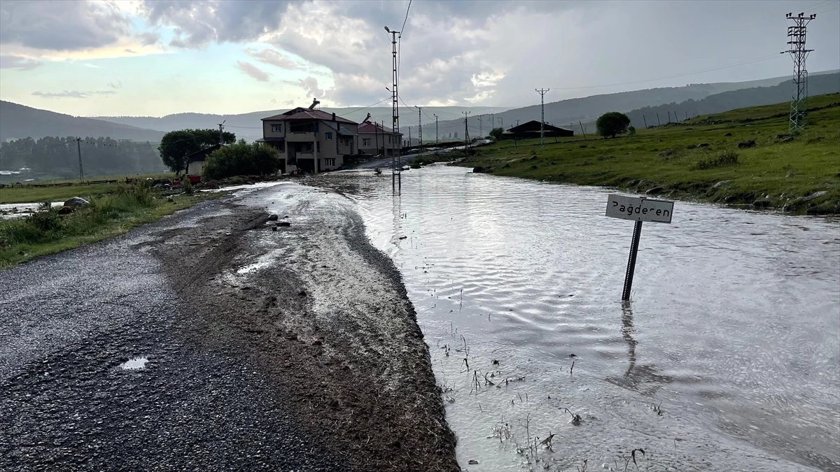 Ardahan'da sağanak nedeniyle yollar ve ekili alanları su bastı