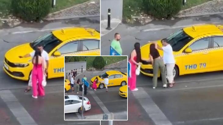 Beyoğlu'nda şoke eden anlar! Taksici ile kadınlar birbirine girdi