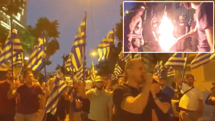 Büyükelçilik önünde toplandılar, slogan atıp Türk bayrağını yaktılar!