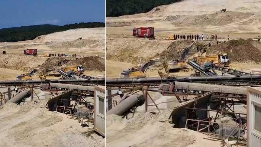 Çatalca'da kum ocağında göçük! 1 işçi balçık içinde kaldı