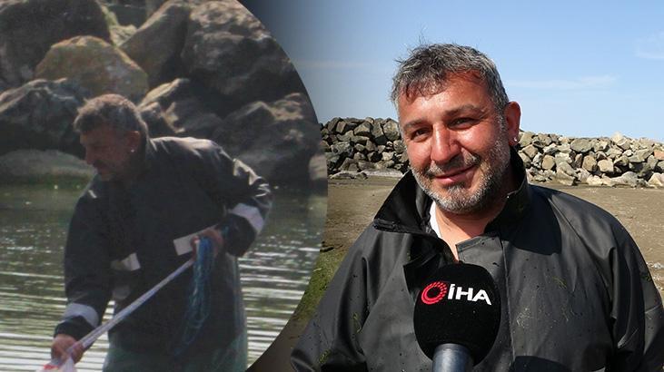 Dedesinden öğrendiği yöntemle 50 kilo balık yakalıyor!