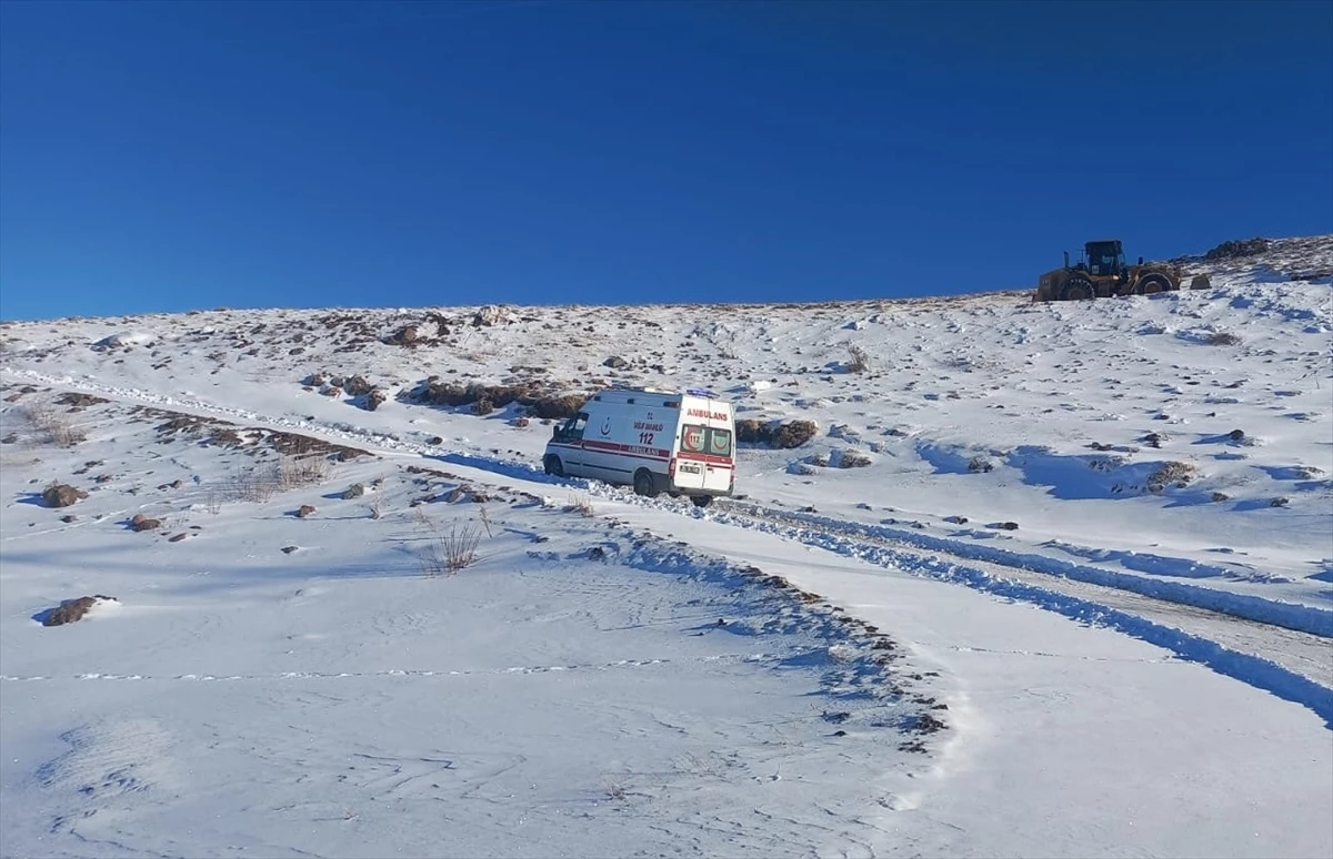 Erzurum'da kar ve tipi nedeniyle yolu kapanan mahallede böbrek hastası tedaviye alındı