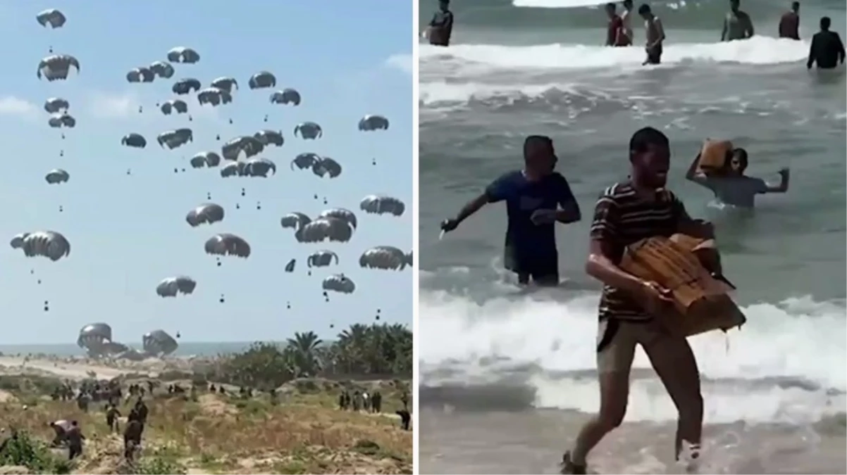 Gazze'de havadan yardım faciası! 12 kişi boğuldu, 6 kişi ezildi