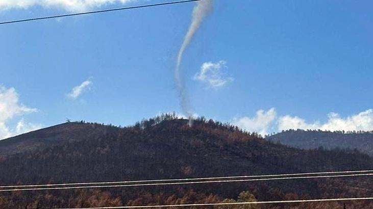 Hatay'da geçen ay yanan ormanda bu kez hortum çıktı! O anlar kameralara yansıdı
