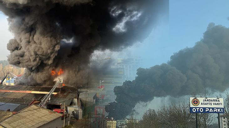 İstanbul'da lastik fabrikasında korkutan yangın