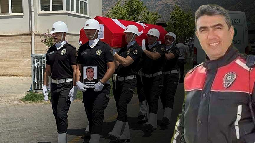 Kalp krizinden ölen polis memuru için görev yaptığı Aydın'da tören