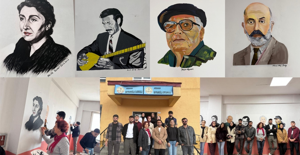 Ardahan Bayramoğlu Ortaokulunda Kütüphane Duvarlarında Yazar ve Şair Portreleri Etkinliği