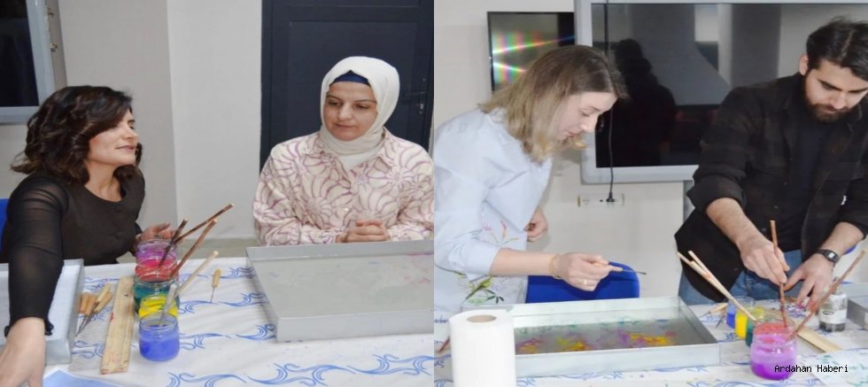 Ardahan’da Annelere Geleneksel Ebru Sanatı Öğreniyorum Etkinliği