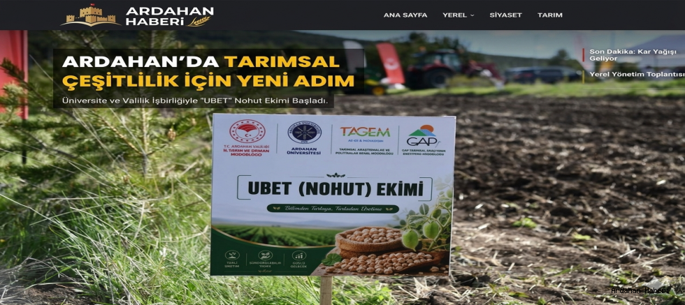 Ardahan'da Tarımsal Çeşitlilik İçin Yeni Adım: Nohut ve Mercimek Deneme Ekimi Yapıldı