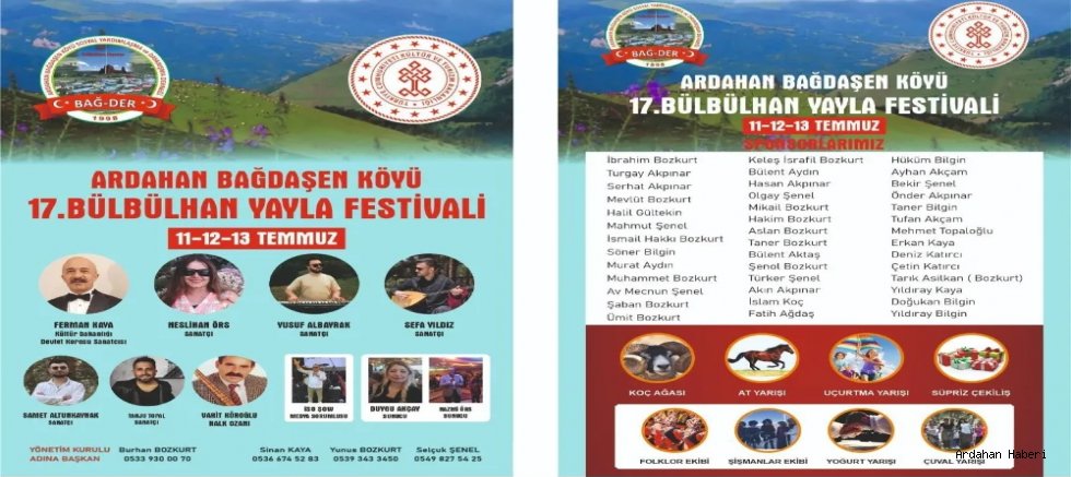 Bülbülhan Yayla Festivali, 11-12-13 Temmuz tarihleri arasında renkli etkinliklerle gerçekleştirilecek.