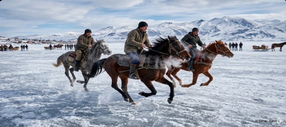 Çıldır’da Atlı Gençlerin Nefes Kesen Yarışı