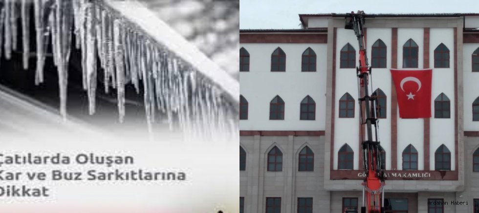 Göle’de Çatılardaki Kar ve Buzlar Temizlendi: Kaymakamlıktan Uyarı