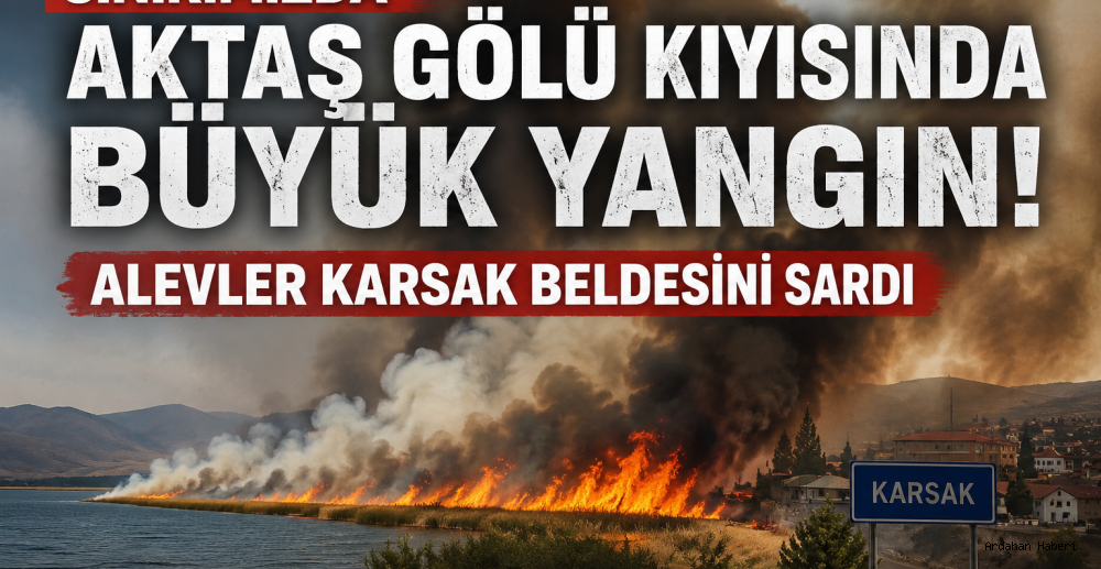 Sınırımızdaki Aktaş Gölü Kıyısında Büyük Yangın: Alevler Karsak Beldesini Sardı