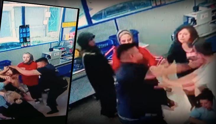 Markette sıra kavgası! 3 kişiyi darbetti: O anlar anbean kaydedildi