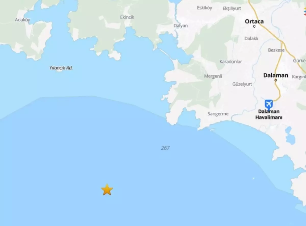Muğla Açıklarında 4.5 Büyüklüğünde Deprem