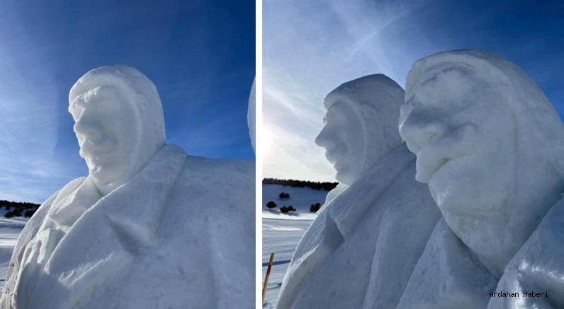 Sarıkamış Şehitleri'nin anısına kardan heykeller yapılmaya başlandı. İşte o kardan heykellerden kareler...