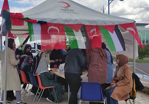 Ardahan’da Filistin’e destek için çadır kuruldu