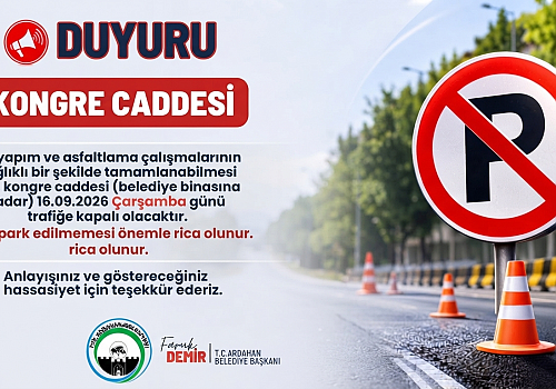Ardahan'da Kongre Caddesi Trafiğe Kapatılıyor