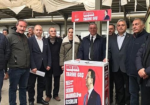 CHP Ardahan İl Başkanı Yalçın Taştan, imza kampanyasını  Perşembe Pazarı'ndan başlattı 