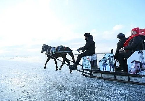 Çıldır Gölü'nde faaliyetlerine başlayan atlı kızakçılar, turistlere buzda safari keyfi yaşatıyor