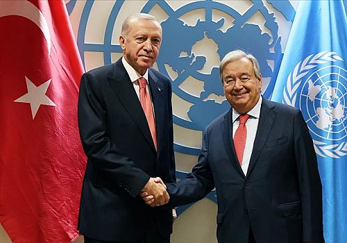 Cumhurbaşkanı Erdoğan, genel kurula hitabının ardından BM Genel Merkezi'nde Guterres ile görüştü