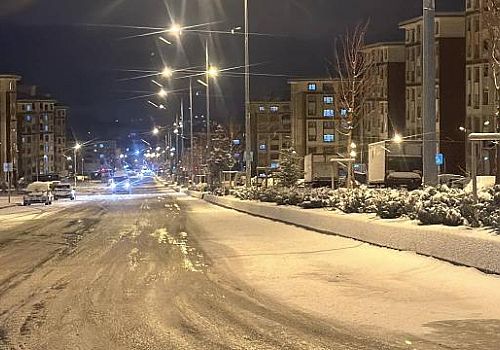 Erzurum'da etkili olan kar yağışı kenti beyaza bürüdü