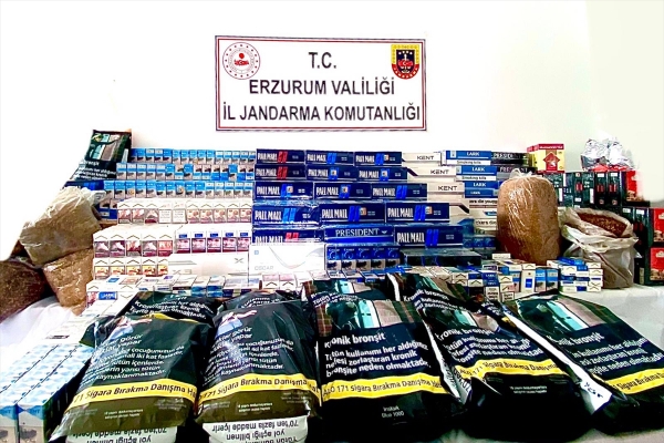 Erzurum'da gümrük kaçağı sigara ve tütün ele geçirildi