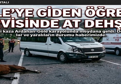 Göle Öğrenci Kafilesine Yolda Büyük Şok: Servis Aracının Ata Çarptığı Kazada 4 Öğrenci Hastanelik Oldu