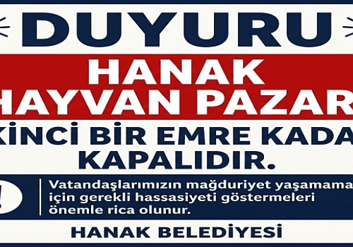 Hanak Hayvan Pazarı, Şap Hastalığı Sebebiyle Geçici Olarak Kapatıldı