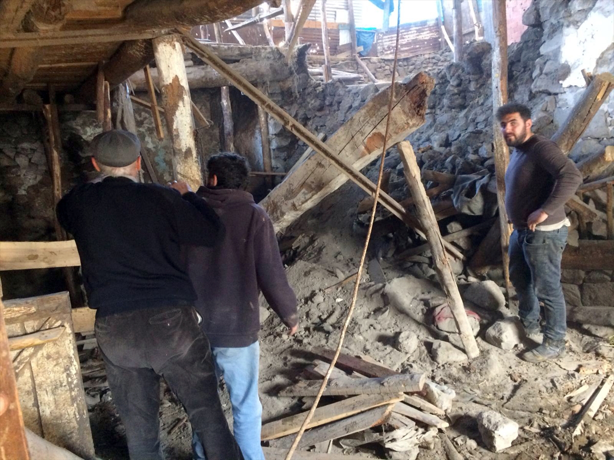 Kars'ta çöken ahırdaki 2 inek telef oldu