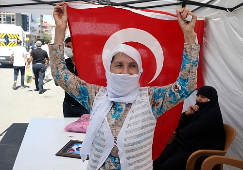 Muş'ta çocukları terör örgütü PKK tarafından dağa kaçırılan aileler HDP binası önünde eylem yaptı