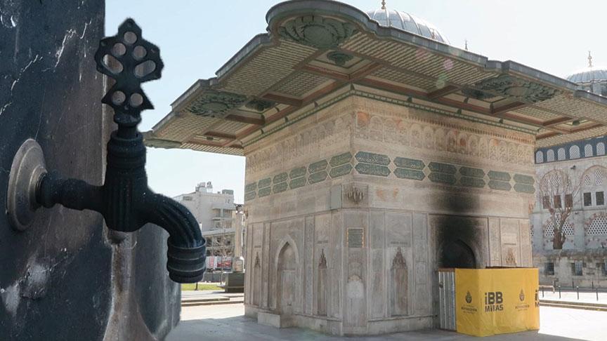 Tarihi Tophane Çeşmesi’nde Yangın Hasarı