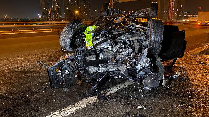 TEM'de kaza! Emniyet şeridindeki servis aracına çarpıp takla attı