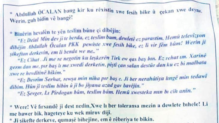 Teröristlere havadan mesaj: Öcalan’ın çağrısına uyun