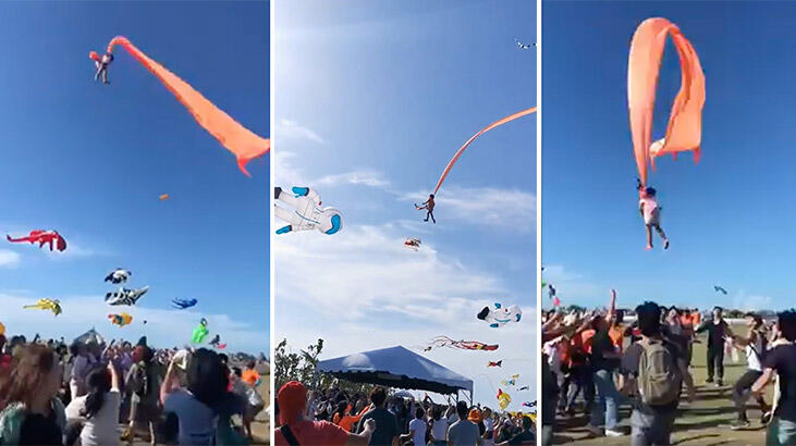 Uçurtma iplerine takılan çocuk 30 metre havalandı