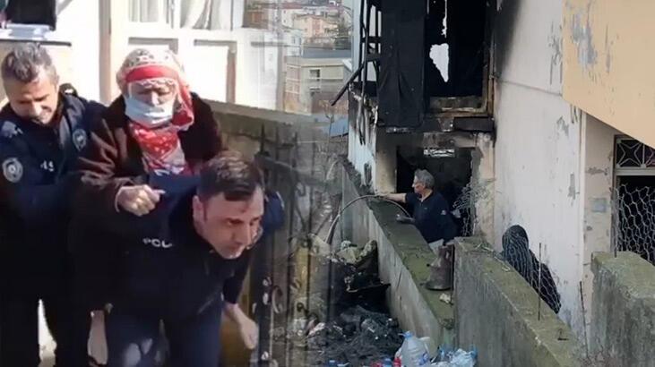 Yangında, 95 yaşındaki kadını sırtında taşıyıp evden çıkaran polise başarı belgesi
